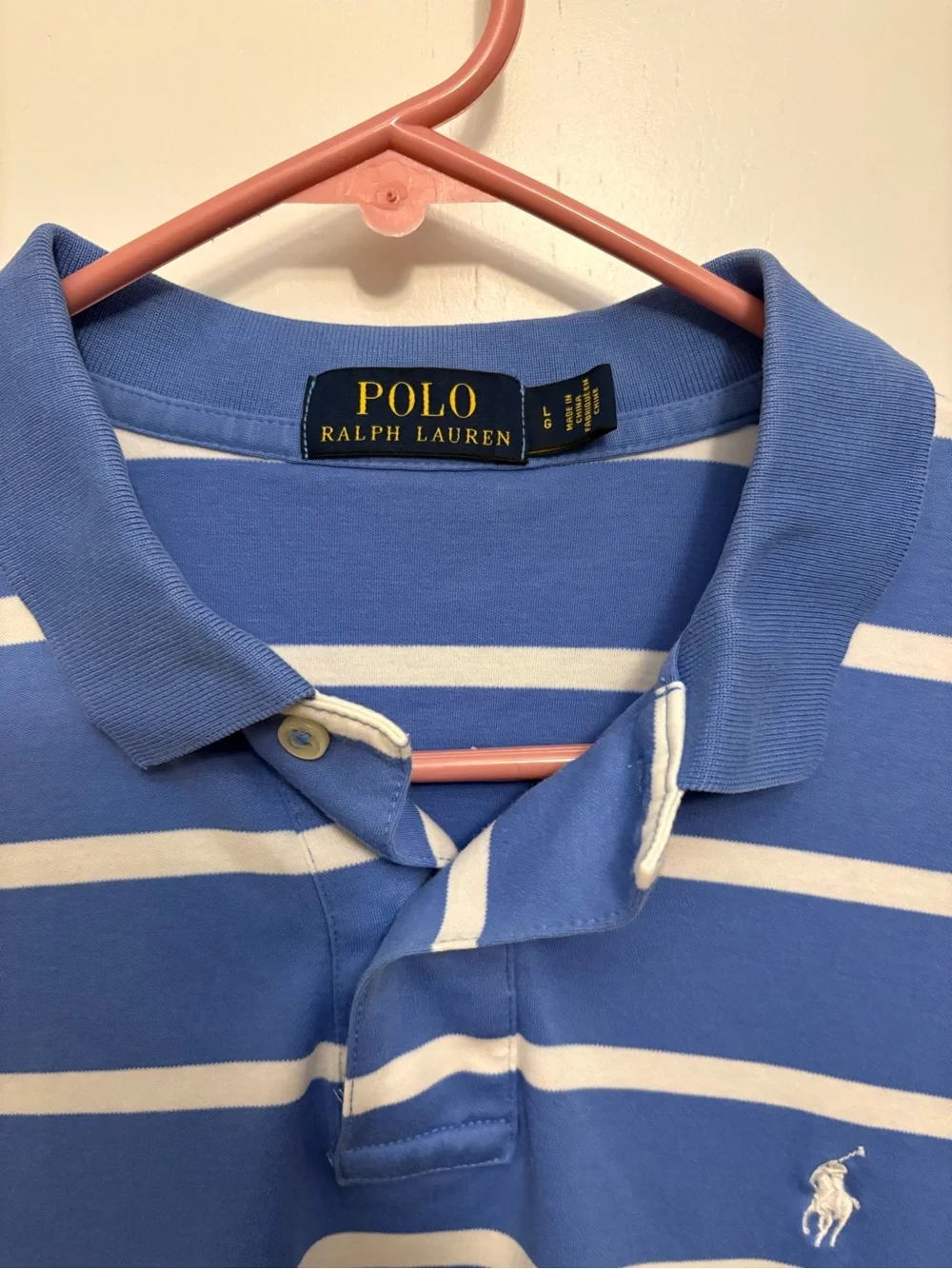 Ralph Lauren Blue and White Striped Polo Shirt